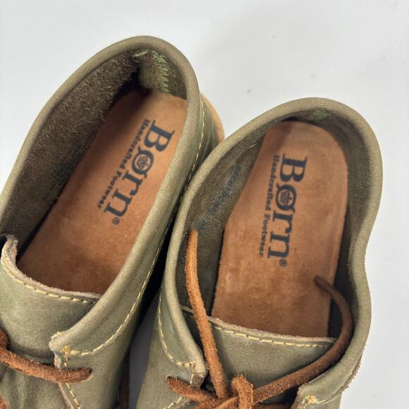 Born Nuala Booties 7 Green Nubuck Leather Ankle Lace Up Boots Shoes Earthy Lagom - Picture 8 of 10
